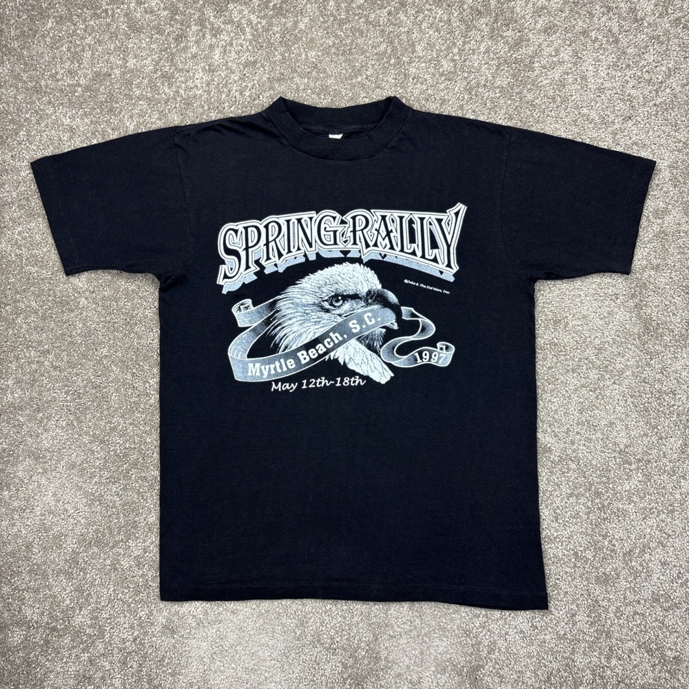 Vintage 1997 Spring Rally Myrtle Beach Eagle Biker Single Stitch T‎ Shirt Large